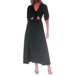 Tuckernuck Hyacinth House Addie womens size Medium Linen Maxi Dress Cutout Black